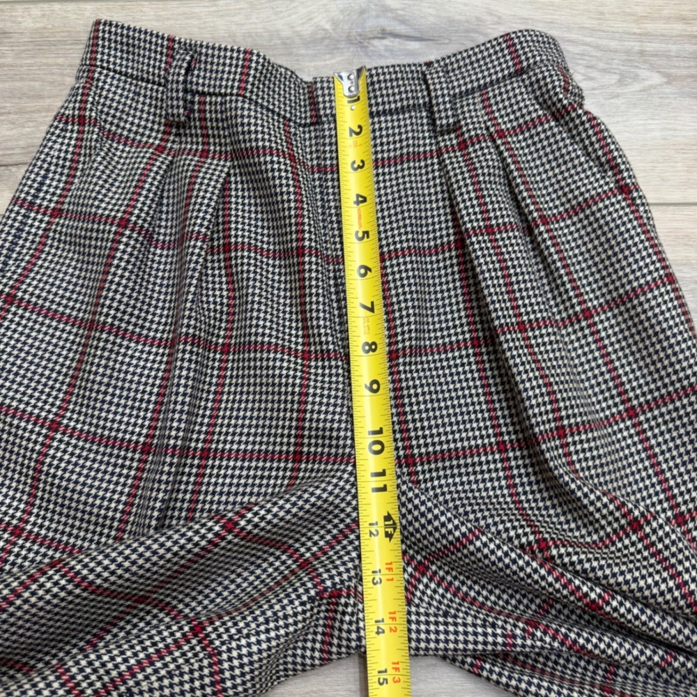 Vintage 100% Wool Pleated Slacks Plaid Houndstooth Academia Trousers Twee 6 - Picture 12 of 14